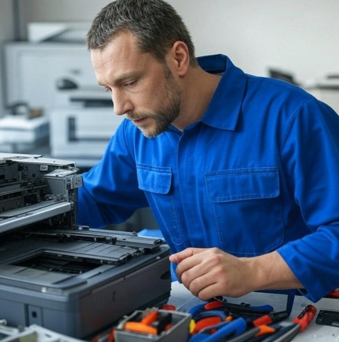 Técnico reparando laptop